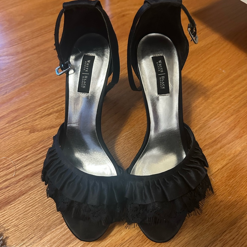 White House Black Market Black Ruffled Heels